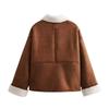 Venta al por mayor transfronteriza europea y americana 2023 otoño nuevo abrigo chaqueta holgada de un solo botón para mujer con decoración de bolsillo de parche de doble cara
