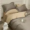 Juego de cama de cuatro piezas estilo nórdico de lujo ligero, algodón de fibra larga 100S de alto número de hilos, algodón puro, adecuado para dormitorio, incluye sábana plana, sábana ajustable y funda de edredón, 1.8m