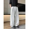 2026 Novo Design Original Calça Jogger Masculina de Perna Larga com Cordão e Fitas, Divisão Central Tridimensional, Caimento Solto, Calça Reta Casual Drapeada