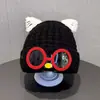 Gorro para bebé para otoño e invierno, lindo diseño de perro con gafas, gorro de lana unisex para niños, gorro de punto cálido tipo jersey, gorro con protección para orejas para niños