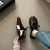 Nicho Cor Color Block Retrô Couro Macio Sapatos de Treino Alemães Feminino 2026 Novo Cadarço Fundo Plano Versátil Solado Macio Casual Esportivo Sapatos de Skate