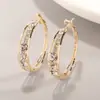 Pendientes huecos elegantes pendientes de aro pendientes grandes incrustados de diamantes de imitación moda europea y americana pendientes personalizados joyería