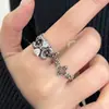 2026 Nuevo Producto Estilo Tendencia Nacional Anillo de Flor de Iris Retro Set Anillo Abierto Versátil Diseño de Nicho de Plata Vintage