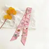 Bufanda de corbata estampada delgada de nuevo estilo para mujer, bufanda larga estrecha de seda estilo coreano para combinar con camisas, accesorio envolvente de moda