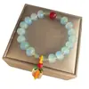 Pulseira de Contas de Ábaco Estilo Antigo com Design de Caqui, Contas Ruyi de Caqui Jade Sintético em Cor Degradê, Contas de Vidro, Pulseira de Contas de Oração Budista