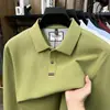 Camiseta de manga larga para hombre Tommy 100% algodón, nuevo polo de lujo de otoño, camiseta básica lisa casual para hombre, ropa para hombre
