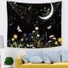 Tapeçaria Amantes Caveira Decoração de Casa Pano Pendurado Arte Preto e Branco Caveira Cogumelo Fundo Pano de Parede Pano Pendurado Tapeçaria