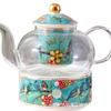 Juego de Taza y Platillo de Porcelana de Hueso de Alta Calidad para Café y Té de Frutas para Uso Doméstico, Estilo Inglés Vintage, Tetera de Vidrio de Alta Estética Calentada con Vela