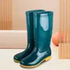 Botas de Lluvia de Caña Alta Forradas de Felpa Suela de Goma Antideslizante para Mujer Botas de Lluvia Cálidas de Invierno Zapatos de Goma de Algodón para Adultos de Media Pantorrilla