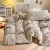 Ins Outono/Inverno Leite Fleece Renda Conjunto de Quatro Peças Capa de Edredom de Flanela Lençol de Cama Conjunto de Cama Quente de Fleece de Coral