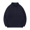 Sudadera de forro polar estilo japonés para hombre transfronteriza, nueva colección otoño/invierno 2026, con forro de forro polar añadido, cuello alto, frente medio abierto abotonado y diseño de jersey