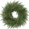 Corona Navideña de Nuevo Modelo Transfronteriza de Gran Diámetro 60cm Corona Grande Artificial Navidad Tacto Realista Decoración Verde Artificial