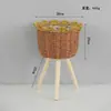 Suporte de Planta e Flor de Rattan de Chão para Sala de Estar Vasos de Flores de Madeira Maciça Cesta de Flores Trançada Balcão Rack de Armazenamento de Plantas Verdes Transfronteiriço