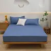 Lençol de Elástico Peça Única Estilo Japonês Cor Sólida Algodão com Aloe Vera Capa de Cama à Prova de Poeira Protetor de Colchão Tudo Incluído Capa de Colchão Antiderrapante