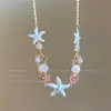 Más allá de las imágenes~ Collar de concha de estrella de mar para mujer, estilo único de verano 2025, collar gargantilla estilo vacacional para combinar con vestidos, cadena para la clavícula