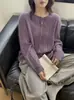 [Conjunto Estilo Coreano] Cárdigan de Punto Trenzado Cuello Redondo de Lana Cachemir Cepillada Pesada para Mujer, Abrigo de Botones Sencillos Otoño/Invierno