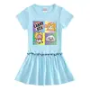 2023 verão novo estilo coreano roupas infantis vestido de manga curta meia manga bebê orelha de madeira plissada estilo ocidental saia fina