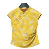 2026 Novo Moda Versátil Estilo Chinês Verão Novo Top Feminino Sem Mangas com Gola Diagonal e Botões Tradicionais, Leve e Fino