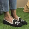 Transfronterizo 2024 Nuevo Estilo Tejido de Punto Redondo Punta Redonda Zapatos de Mujer Estilo Europeo y Americano Planos Boca Baja Flor de Mariposa Moda Zapatos Individuales Mujer Venta al por Mayor