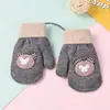 Guantes Cálidos para Niños para el Jardín de Infancia, Otoño e Invierno, de Doble Capa, Forrados de Felpa, Engrosados, Lindos Guantes sin Dedos de Dibujos Animados para Niños Pequeños y Bebés