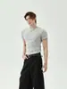 Más Fácil de Combinar Casual Nicho Color Sólido Simple Cuello Redondo Manga Corta Ajustada Camiseta Básica Casual Americana Versátil
