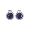 Comercio exterior joyería nueva clásica más vendida diamante brillante zafiro hebilla de oreja de cobre diamante redondo pendientes versátiles venta al por mayor