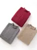 Suéter de Cashmere Estilo Relaxado Gola Meia-Alta Tricô Trançado para Mulheres, Suéter de Lã Grosso da Moda de Manga Longa, Top Base Solto