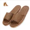 Novas sandálias de palha de rattan com trama de bambu para homens e mulheres casais casa primavera e verão chinelos internos e externos chinelos de linho atacado