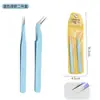 Set de dos piezas de pinzas electrónicas de acero inoxidable, codo recto, punta fina, dos piezas, pinzas para nido de pájaro, bolsa amarilla de PVC