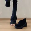 Versión de Cuero Suave ~ Mocasines de Cuero Suave con Tacón Grueso Esmerilado para Mujer, Nuevos Planos Versátiles de Suela Gruesa, Punta Redonda y Boca Profunda, Sin Cansancio para Mujer