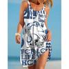 Transfronteiriço Novo 2023 comércio exterior impressão digital 3D NFL Rugby Vestido de alça casual feminino com cintura solta
