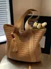 Bolso de Mano de Paja para Mujer con Colgante de Borlas, Gran Capacidad, Bolso de Playa, Bolso de Hombro Tejido, Bolso Tote, Moda