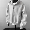 Sudadera con Capucha y Media Cremallera Nueva de Otoño e Invierno para Hombre, Moderna, Versátil, Casual, Holgada, Estructura Pesada Americana, Top Moderno