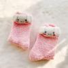 Calcetines tubulares acolchados de forro polar de coral con cabeza tridimensional de dibujos animados lindos, para otoño e invierno, para el hogar, el dormitorio, cálidos para el piso