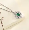 Collar Rectangular Europeo y Americano Transfronterizo con Piedras Preciosas de Colores Deslumbrantes, Corte Flor de Hielo, Diamante de Alto Carbono para Mujer, Colgante de Moda Lujoso, Artículo de Moda Popular