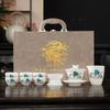 Conjunto Atacado de Porcelana de Jade Branco Conjuntos de Chá Kung Fu para Uso Doméstico, Bules de Cerâmica para Presentes Corporativos, Personalizável com Logo