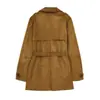 Comercio exterior ropa de mujer 2026 otoño nuevo estilo europeo y americano moderno y elegante gabardina de color liso con cinturón 4958028