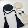 Trenza de algodón 4 cuentas de madera
