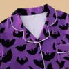 Comercio Exterior Transfronterizo Ropa de Casa Casual Cómoda con Solapas Halloween Estilo Europeo y Americano Conjunto de Pijama de Manga Larga para Mujer Hecho a Medida