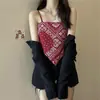 Nuevo diseño de verano con estampado de nicho consciente del diseño, top tipo camisola sin mangas para mujer, pañuelo triangular, prenda exterior, top sin tirantes, estilo dulce y picante