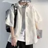 Marca da Moda Ins Camisa Casual Masculina Manga Curta Primavera e Verão Estilo Hong Kong Camisa da Moda Jaqueta Camisa Roupa Masculina