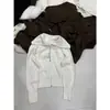 Nuevo Suéter Cardigan de Punto Elegante Estilo Coreano Otoño e Invierno 2025 con Solapa Grande, Color Sólido y Doble Cremallera