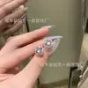 Atacado de fábrica pequeno vermelho departamento material perigoso natural água azul trevo de quatro folhas jade brincos prata s925 incrustado pequeno fresco branco