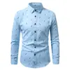 Comércio Exterior Transfronteiriço 2026 Primavera e Outono Masculino Casual Estampa de Penas Camisa de Manga Longa Amazon Aliexpress