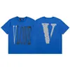 Camiseta de Verano Clásica de Manga Corta para Hombre Vlone Fog Mosaico Estampado Reflectante Marca de Moda V Grande Ajuste Holgado