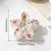 Presilha de Cabelo Fresca Doce Flor de Cinco Pétalas Pinça de Tubarão Estilo Pastoral Florido Versátil Acessório de Cabelo para Parte de Trás da Cabeça Menina