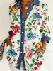 2026 Nova Camisa Patchwork Estilo Europeu e Americano com Estampa Floral 3D para Mulheres, Jaqueta Cardigã Versátil de Manga Longa Moda Primavera