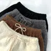 Pantalones Cortos de Lana de Cordero Off-White para Mujer, Nuevo Estilo Otoño e Invierno, Estilo Puro Deseo, Estilo Casual Coreano, Pantalones Versátiles de Pierna Ancha de Cintura Alta