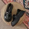 Zapatos de mujer de cuero genuino con altura oculta, talla pequeña, nuevos 2022, zapatos de una sola capa, estilo preppy, mocasines de suela gruesa, estilo británico, zapatos pequeños de cuero