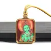Pingente Mini Thangka de Aço Titânio Cinnabar Estilo Xizang, Oito Divindades Guardiãs, Deus Amarelo da Riqueza, Amuleto Pingente Buddha da Vida Passada e Presente Atacado